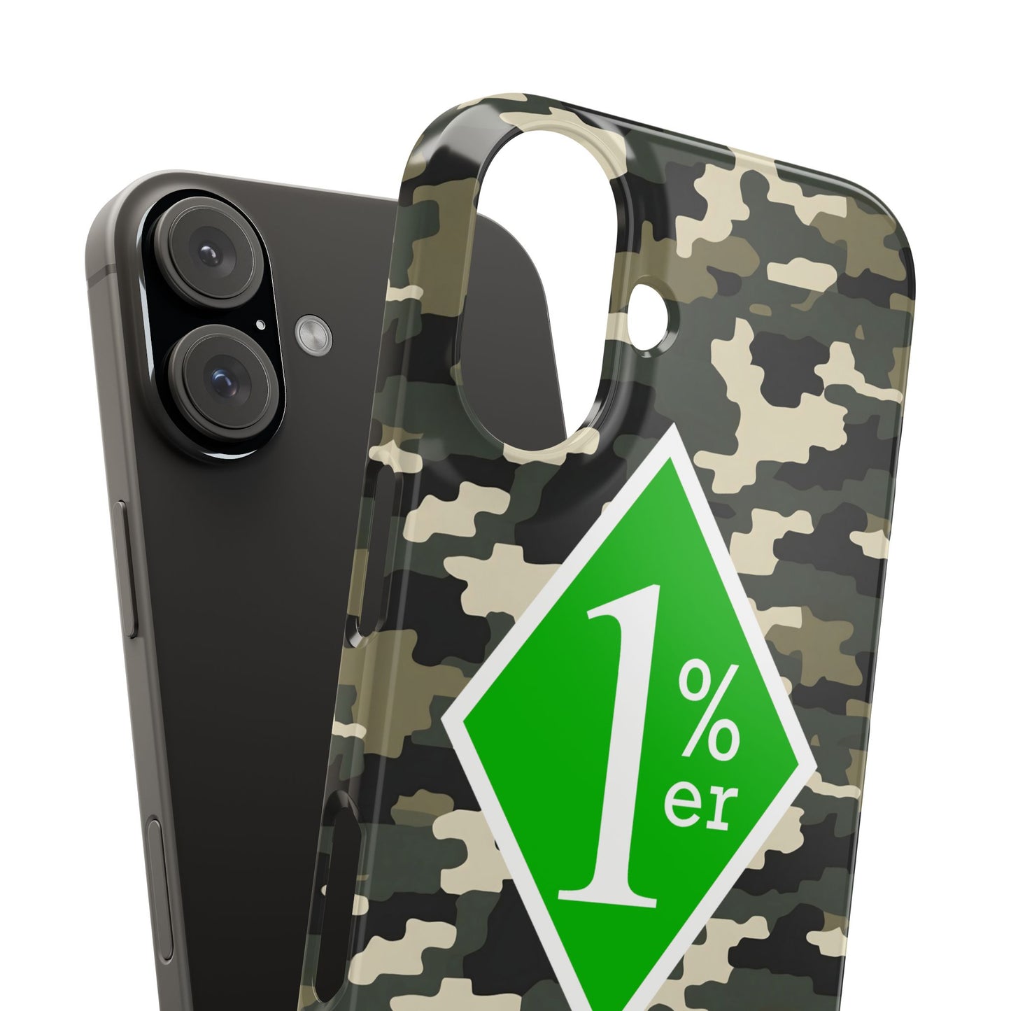Camo Slim Phone Case with 1%er Design, Trendy Accessories for Bikers, Outdoor