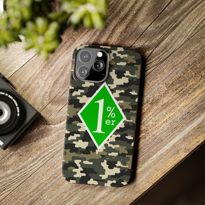 Camo Slim Phone Case with 1%er Design, Trendy Accessories for Bikers, Outdoor