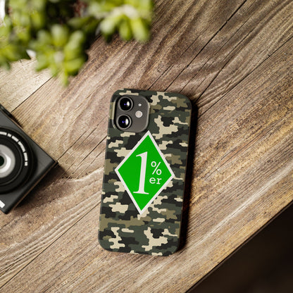 Camo Slim Phone Case with 1%er Design, Trendy Accessories for Bikers, Outdoor