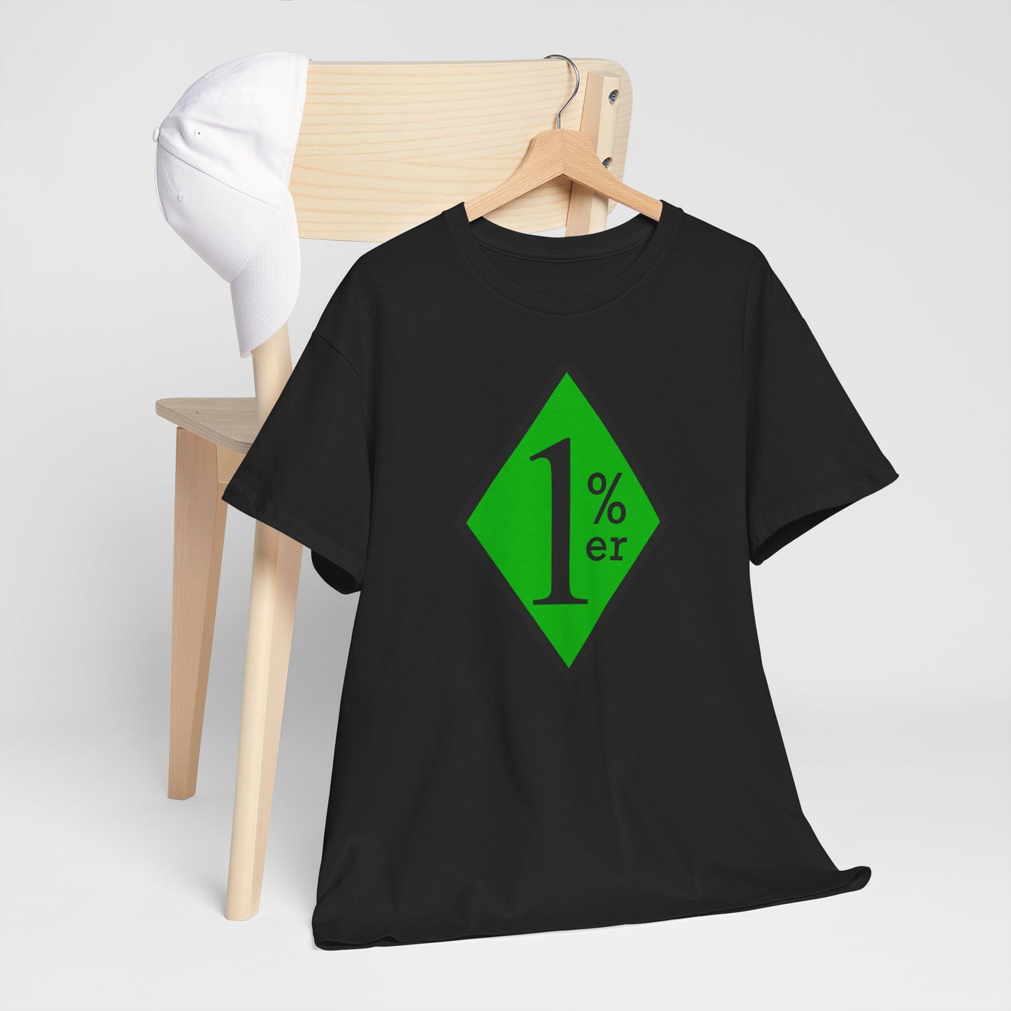 Green Black One Percent Diamond Outlaw Biker Unisex Heavy Cotton Tee