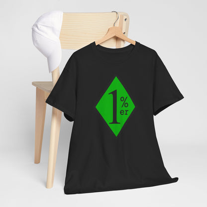 Green Black One Percent Diamond Outlaw Biker Unisex Heavy Cotton Tee