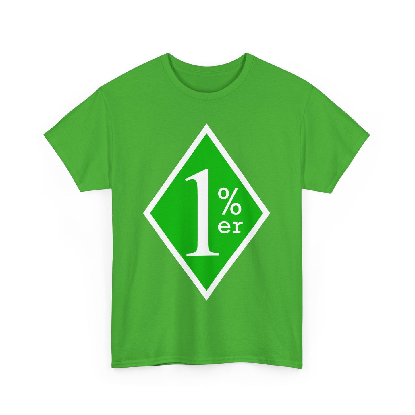 Green and White One Percent Diamond Unisex Tee Shirt  Biker MC