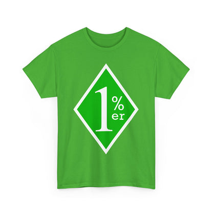 Green and White One Percent Diamond Unisex Tee Shirt  Biker MC