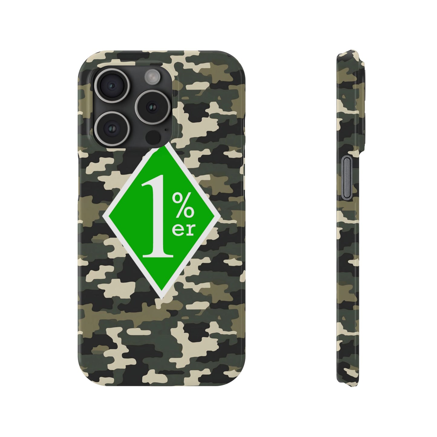 Camo Slim Phone Case with 1%er Design, Trendy Accessories for Bikers, Outdoor