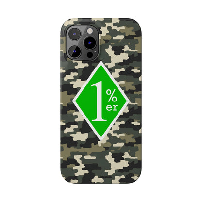 Camo Slim Phone Case with 1%er Design, Trendy Accessories for Bikers, Outdoor