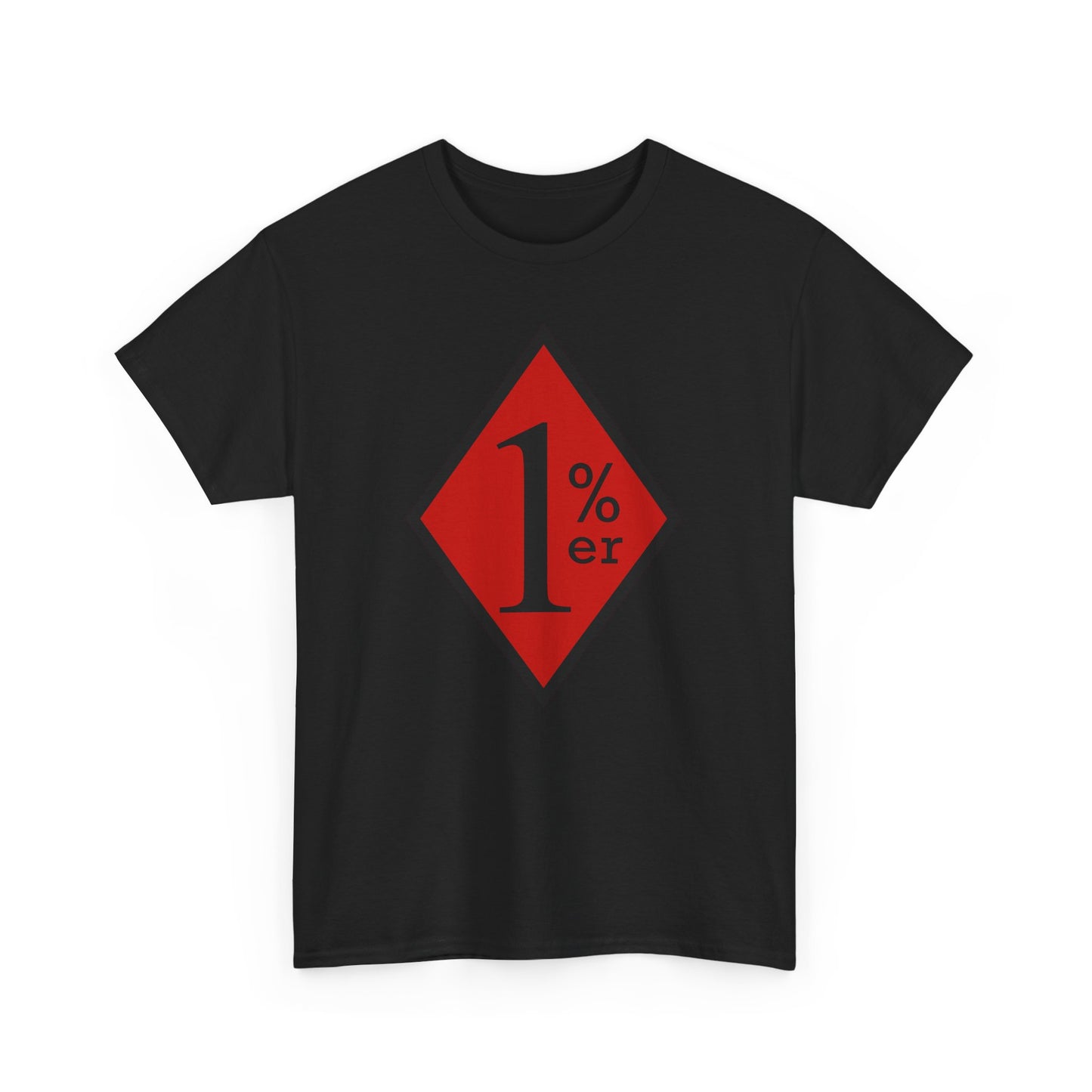 Red Black One Percent Diamond Outlaw Biker Unisex Heavy Cotton Tee