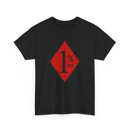 Red Black One Percent Diamond Outlaw Biker Unisex Heavy Cotton Tee