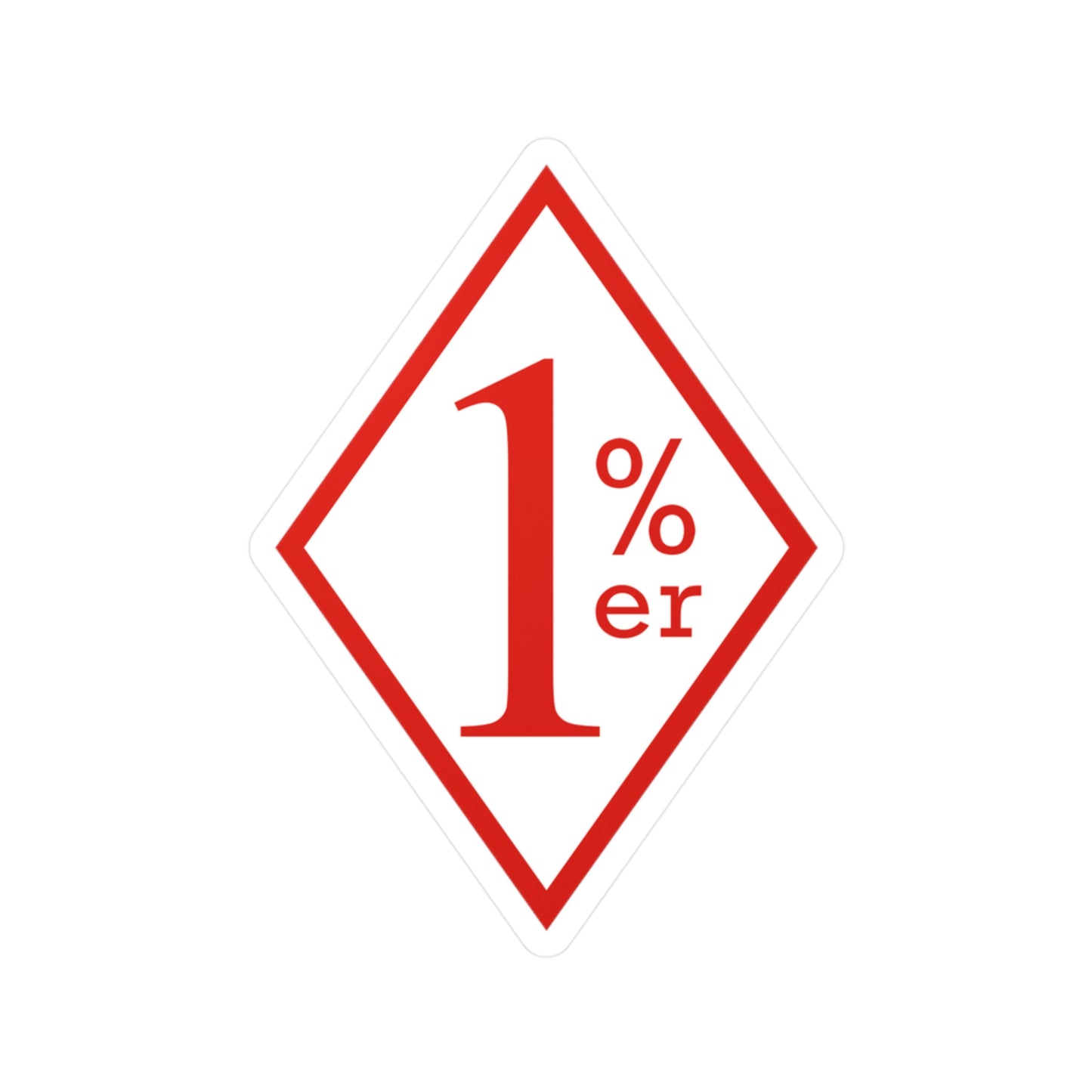 Red and white diamond sticker