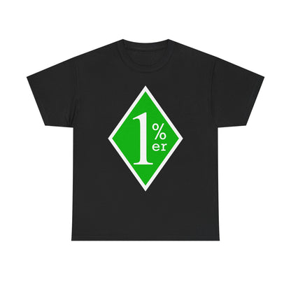 Green and White One Percent Diamond Unisex Tee Shirt  Biker MC