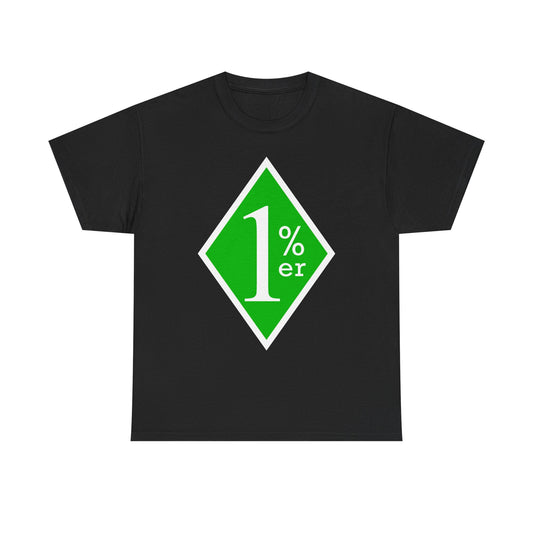 Green and White One Percent Diamond Unisex Tee Shirt  Biker MC