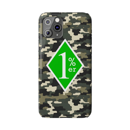 Camo Slim Phone Case with 1%er Design, Trendy Accessories for Bikers, Outdoor