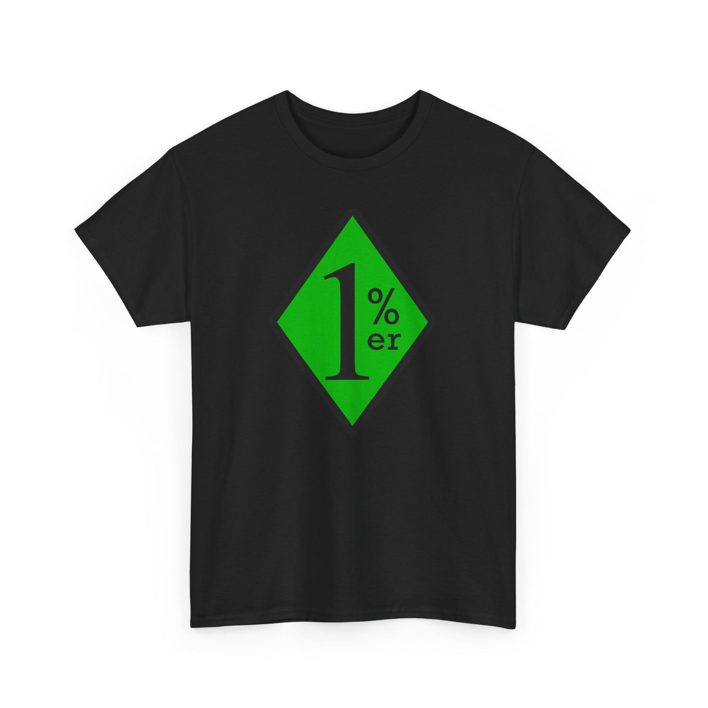 Green Black One Percent Diamond Outlaw Biker Unisex Heavy Cotton Tee