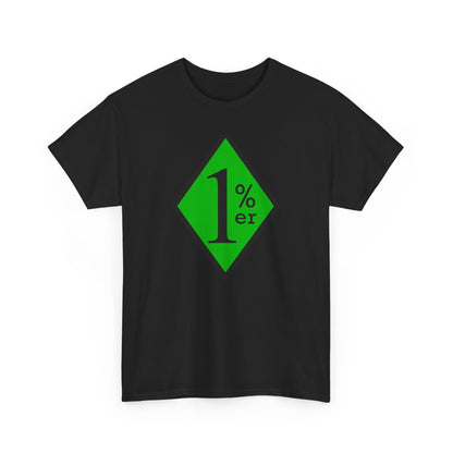 Green Black One Percent Diamond Outlaw Biker Unisex Heavy Cotton Tee