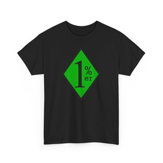 Green Black One Percent Diamond Outlaw Biker Unisex Heavy Cotton Tee