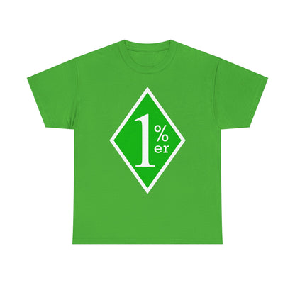 Green and White One Percent Diamond Unisex Tee Shirt  Biker MC