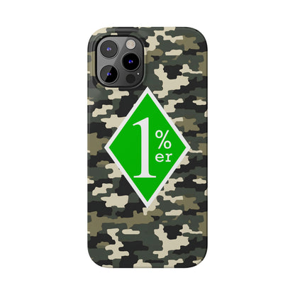 Camo Slim Phone Case with 1%er Design, Trendy Accessories for Bikers, Outdoor