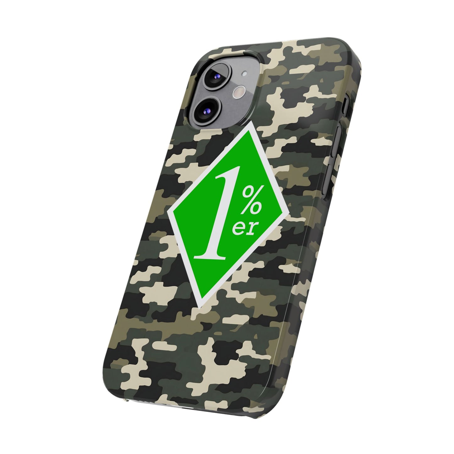 Camo Slim Phone Case with 1%er Design, Trendy Accessories for Bikers, Outdoor
