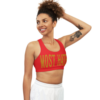 Red and Gold Most Hated Seamless Sports Bra