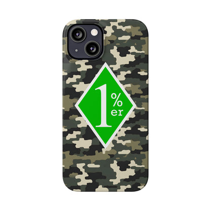 Camo Slim Phone Case with 1%er Design, Trendy Accessories for Bikers, Outdoor