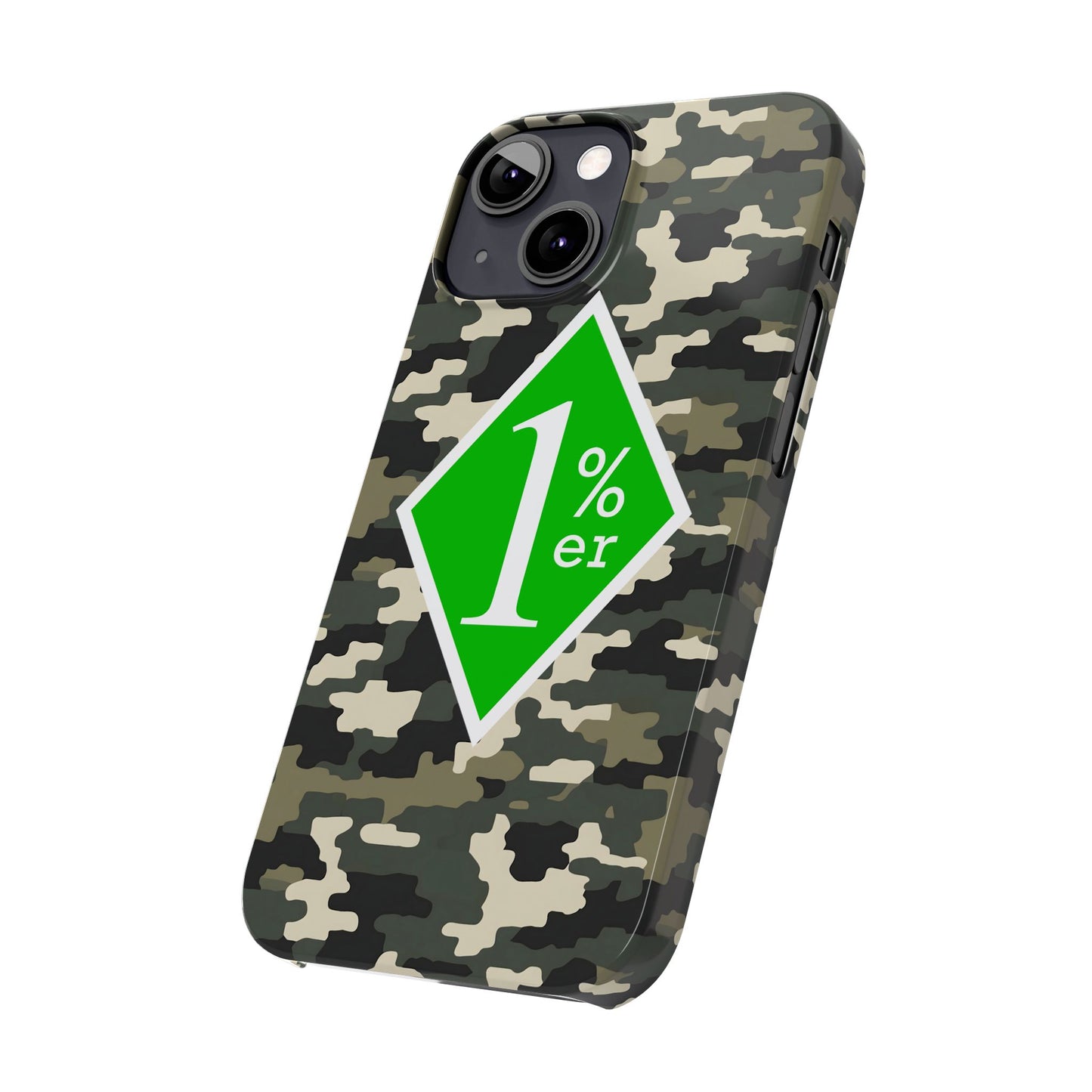 Camo Slim Phone Case with 1%er Design, Trendy Accessories for Bikers, Outdoor
