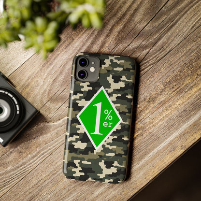 Camo Slim Phone Case with 1%er Design, Trendy Accessories for Bikers, Outdoor