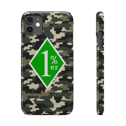 Camo Slim Phone Case with 1%er Design, Trendy Accessories for Bikers, Outdoor