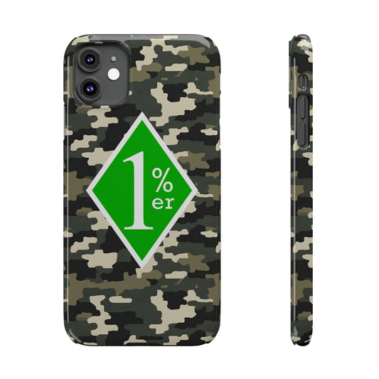 Camo Slim Phone Case with 1%er Design, Trendy Accessories for Bikers, Outdoor
