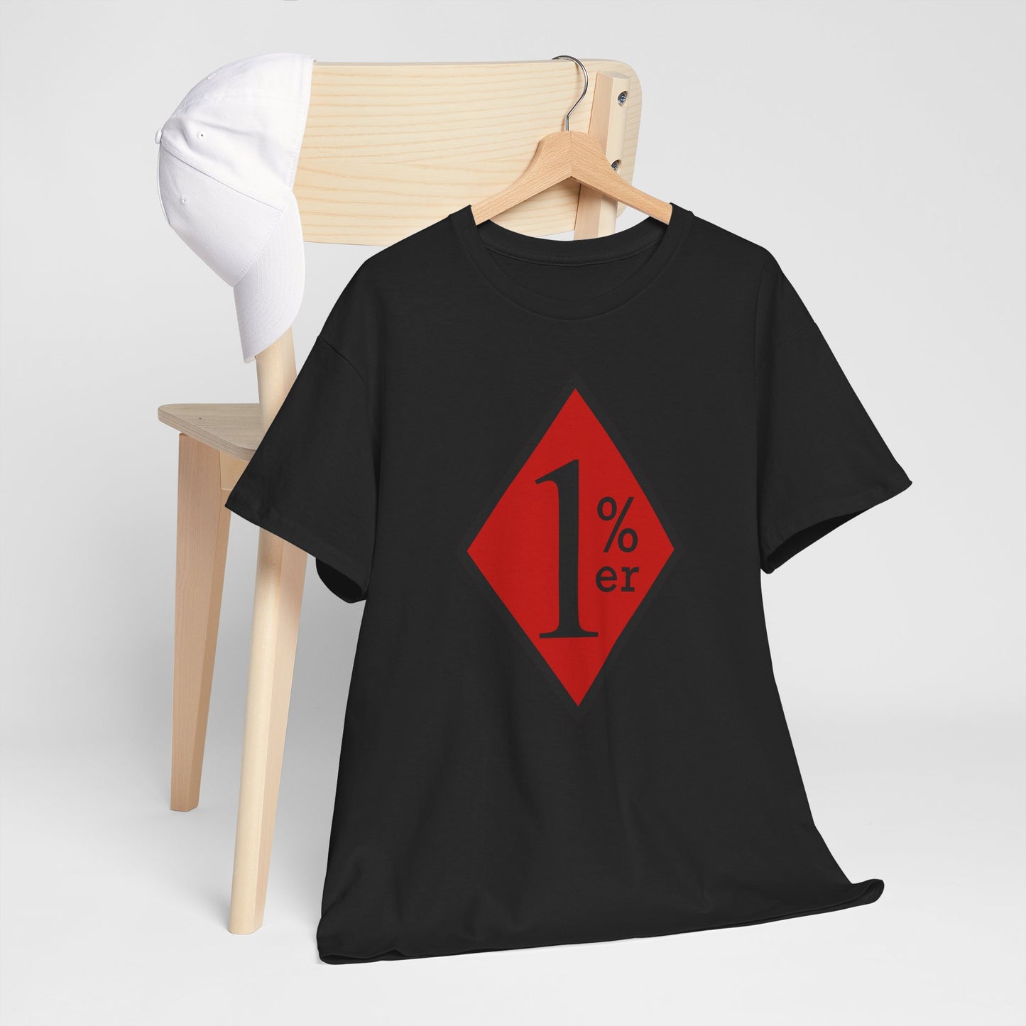 Red Black One Percent Diamond Outlaw Biker Unisex Heavy Cotton Tee