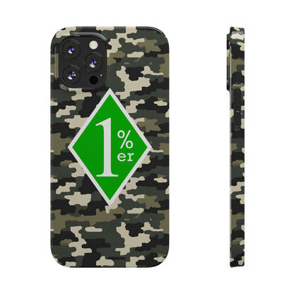 Camo Slim Phone Case with 1%er Design, Trendy Accessories for Bikers, Outdoor