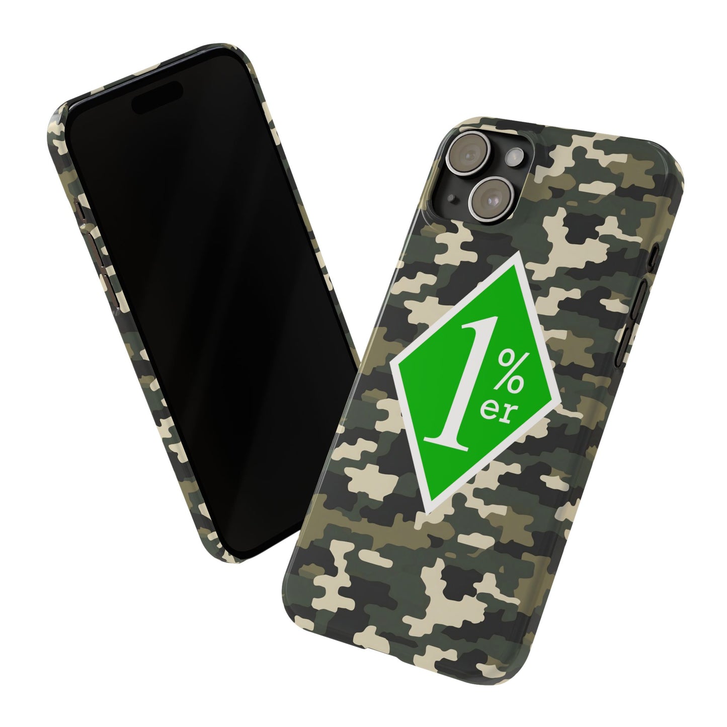 Camo Slim Phone Case with 1%er Design, Trendy Accessories for Bikers, Outdoor