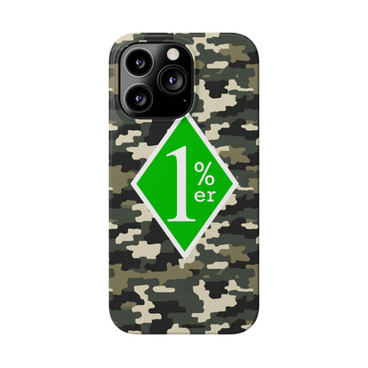 Camo Slim Phone Case with 1%er Design, Trendy Accessories for Bikers, Outdoor