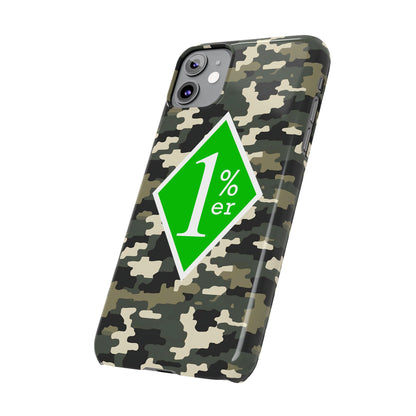 Camo Slim Phone Case with 1%er Design, Trendy Accessories for Bikers, Outdoor