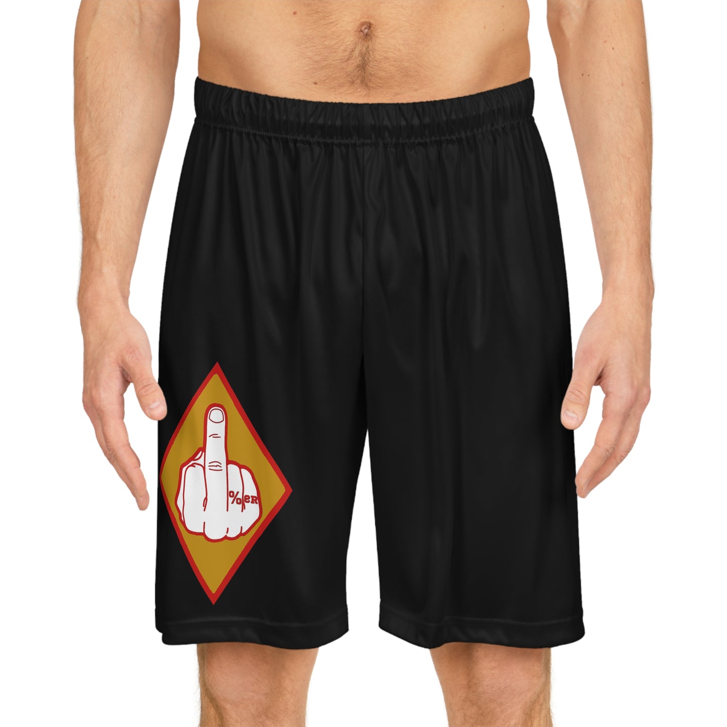 red and gold Bandidos mc inspired Basketball Shorts