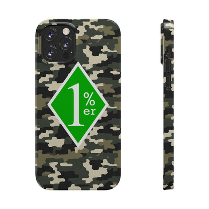 Camo Slim Phone Case with 1%er Design, Trendy Accessories for Bikers, Outdoor